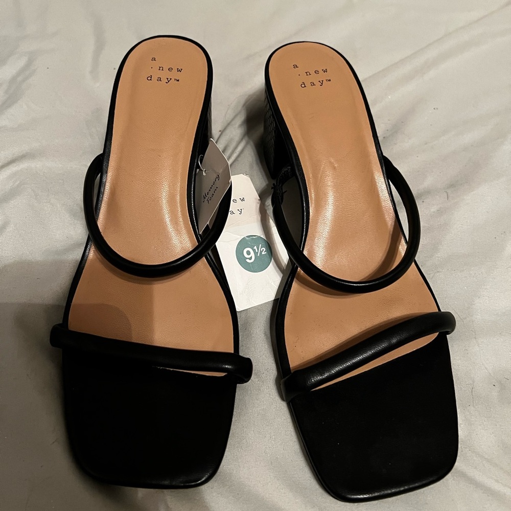 A New Day 2 in Black slip on Heels, Size 9.5